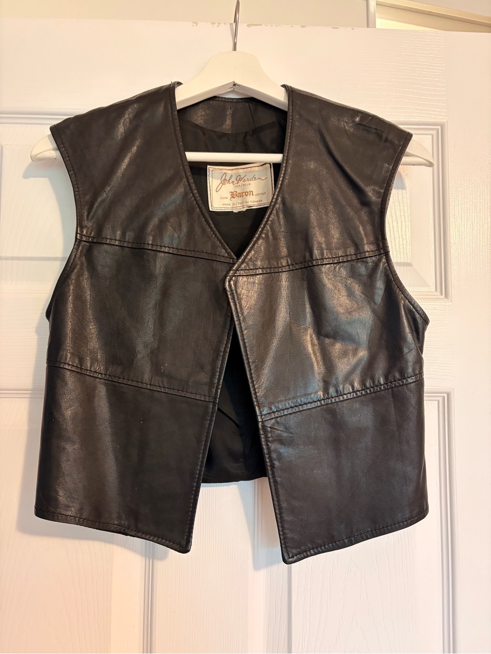 Vintage John warden vest Black Leather Open Vest genuine rare vintage s